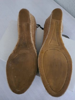 Sandalias cuña esparto lino negro talla 41
