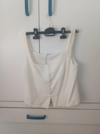 Chaleco Stradivarius Blanco Talla M