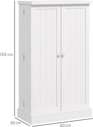 Credenza De Cocina Con 5 Estantes Centrales Y 2 Estantes Laterales De 6 Niveles, Armario De Cocina En MDF, 60X30X104 Cm, Blanco