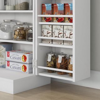 Credenza De Cocina Con 5 Estantes Centrales Y 2 Estantes Laterales De 6 Niveles, Armario De Cocina En MDF, 60X30X104 Cm, Blanco