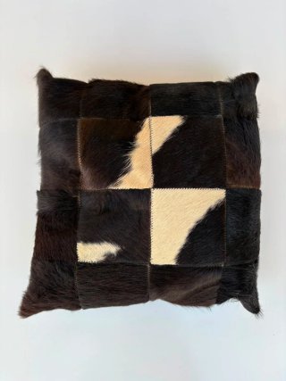 Cojín Piel Vaca Negro Blanco Ante 35x35