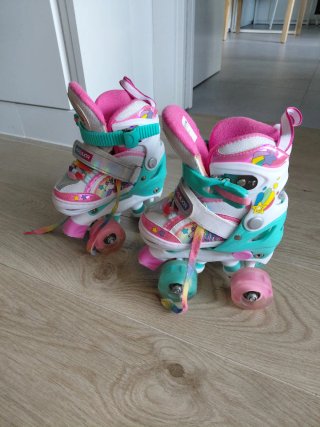 Patines Quad Niños Ruedas Luminosas Arcoíris