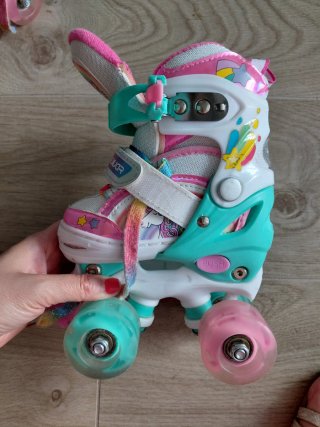 Patines Quad Niños Ruedas Luminosas Arcoíris