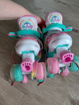 Patines Quad Niños Ruedas Luminosas Arcoíris