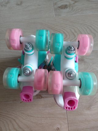Patines Quad Niños Ruedas Luminosas Arcoíris