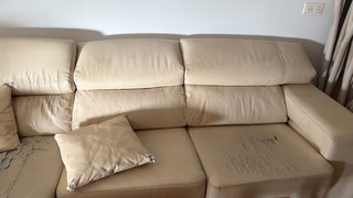 Sofá chaise longue 3 plazas beige