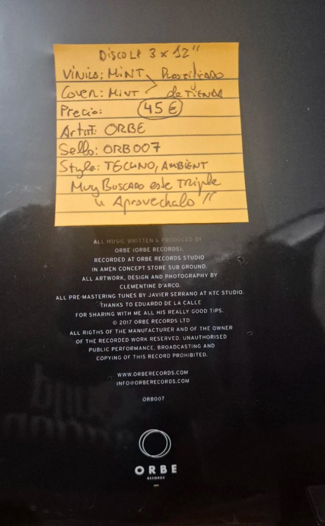 3x12" ORBE Ref: ORB007 Vinilos Techno
