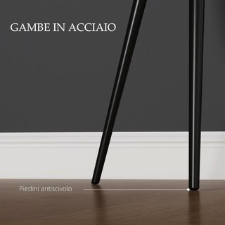 Set di 2 sedie da pranzo imbottite in stile nordico, sedie da cucina in tessuto, sedia imbottita con braccioli e gambe in acciaio per soggiorno, 54X57X80 cm, nero