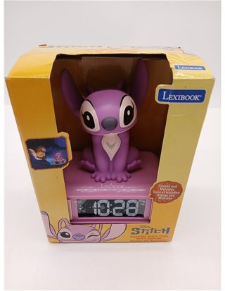 LEXIBOOK - Disney Stitch - Reloj Despertador con luz Nocturna Angel - Sonidos y melodías - Pantalla LCD retroiluminada - Luminoso - Sn