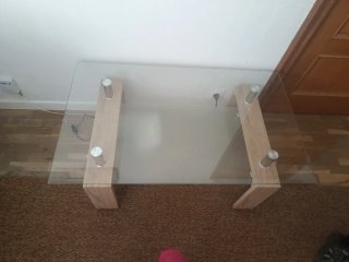 Mesa de centro cristal y madera en perfecto estado