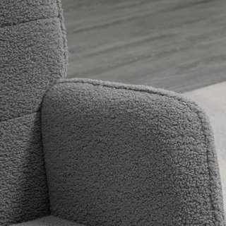 Silla mecedora de interior acolchada, sillón mecedor de relax en terciopelo berber con reposabrazos, estructura de acero y patas de madera de haya para sala de estar y dormitorio, gris oscuro