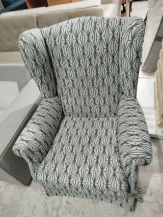Sillón orejero butaca con estampado geométrico