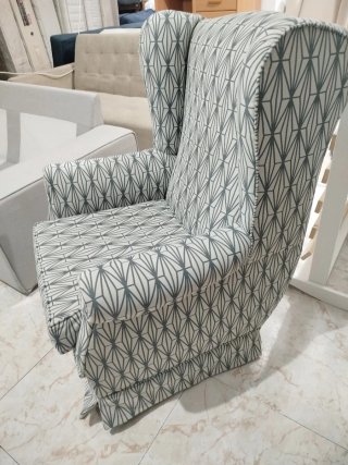 Sillón orejero butaca con estampado geométrico