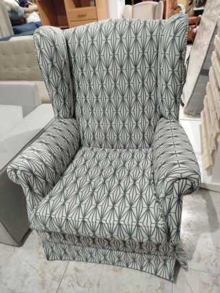 Sillón orejero butaca con estampado geométrico