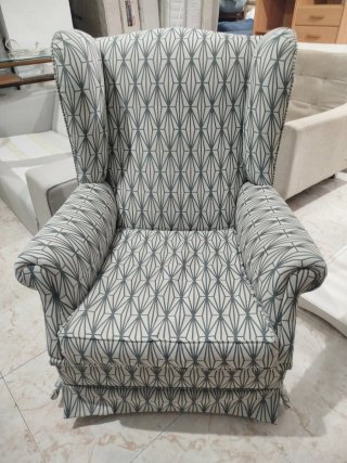 Sillón orejero butaca con estampado geométrico