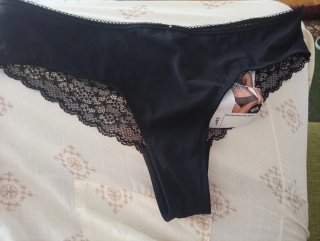 Braguita Tanga Negra Encaje Talla M