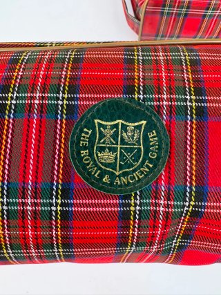 Neceser de golf cuadros rojo y verde