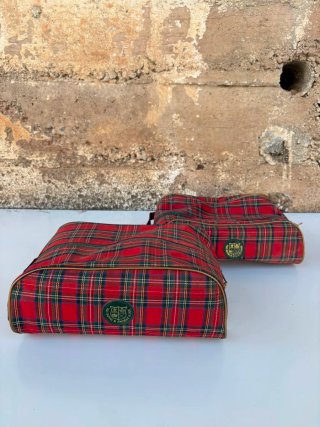 Neceser de golf cuadros rojo y verde