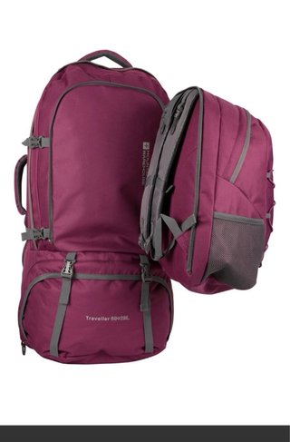 Mochilas Mountain Warehouse 60L + 20L 130 las dos
