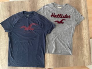 2 Camisetas Hollister Gris y Azul