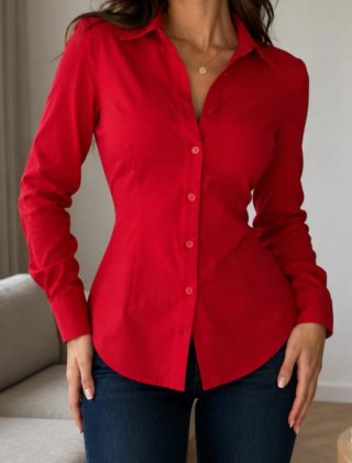 Camisa roja entallada mujer