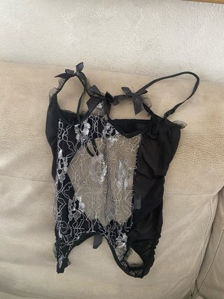 Top sexy pizzo nero e argento