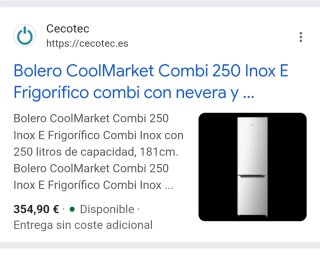 Frigorífico Combi Inox con 250 litros