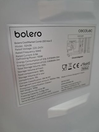 Frigorífico Combi Inox con 250 litros