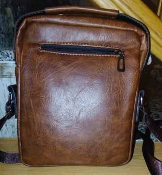 Borsa da uomo in similpelle marrone