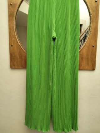 Pantaloni ampi plissettati verdi taglia unica