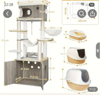 Rascador gato con mueble madera