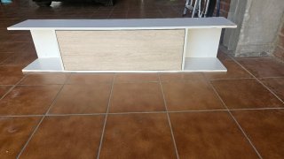 Mueble TV moderno 160cm blanco y madera