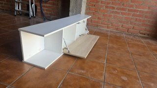 Mueble TV moderno 160cm blanco y madera