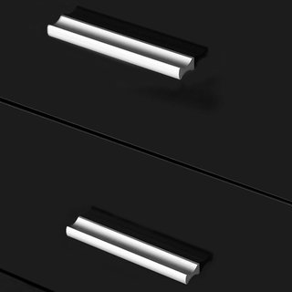 Cómoda, Mueble para Sala y Dormitorio Con 3 Puertas y 2 Cajones, Negro Brillante, Antirayaduras (106 X 35 X 76 Cm)