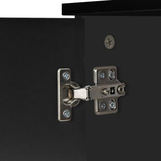 Cómoda, Mueble para Sala y Dormitorio Con 3 Puertas y 2 Cajones, Negro Brillante, Antirayaduras (106 X 35 X 76 Cm)