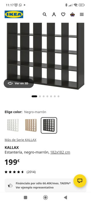 Estantería Kallax Ikea Negra-Marrón 182x182 cm.