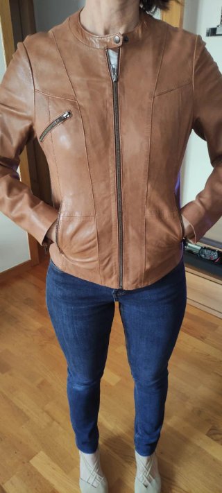 Cazadora Piel Naf Naf Mujer Cremalleras