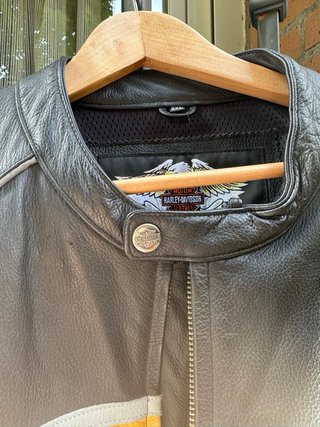 Chaqueta Cuero Harley-Davidson Negra y Amarilla