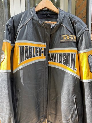 Chaqueta Cuero Harley-Davidson Negra y Amarilla