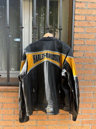 Chaqueta Cuero Harley-Davidson Negra y Amarilla