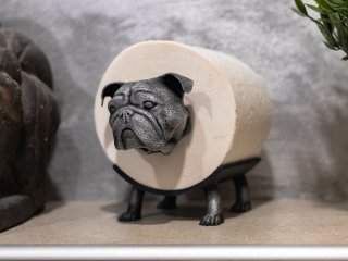 Suporte Papel Higiénico Cão Bulldog Inglês