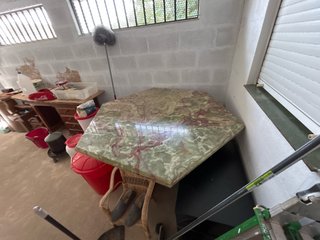 Tapa de mesa hexagonal de mármol