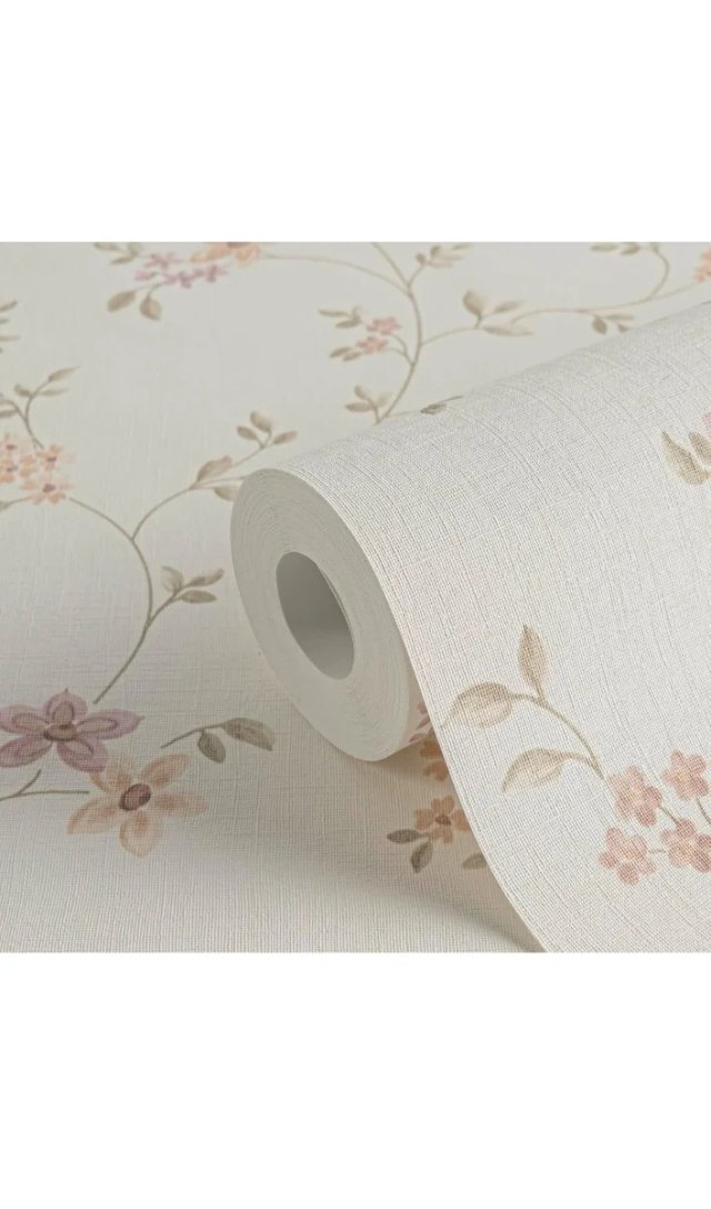 Papel de Pared Flores Rosas y Blancas