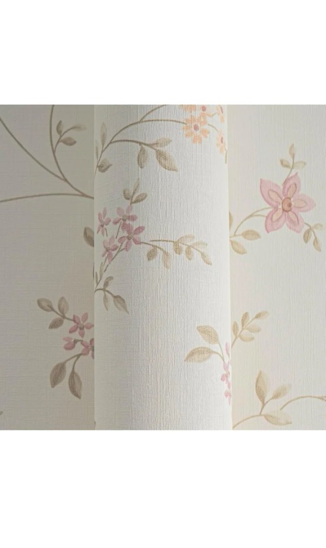 Papel de Pared Flores Rosas y Blancas