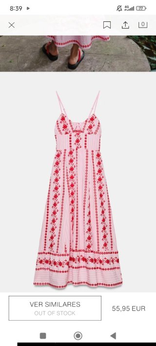 Vestido Zara bordado perforado