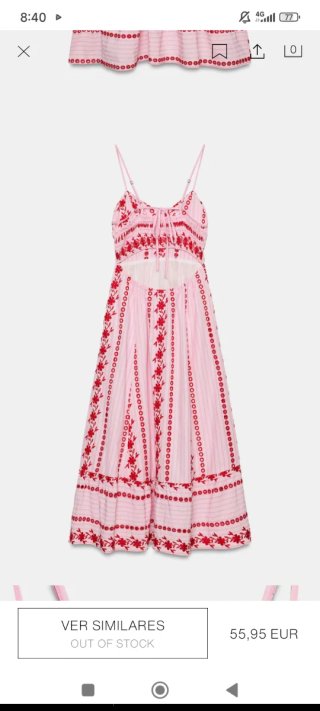 Vestido Zara bordado perforado