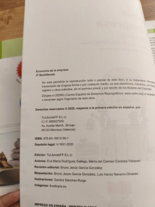 Economía de la empresa, 2o Bachillerato