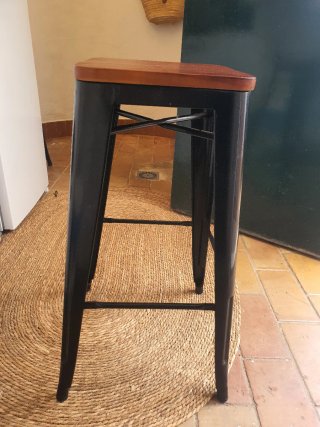 Conjunto de 2 Taburetes Cocina Metal y Madera