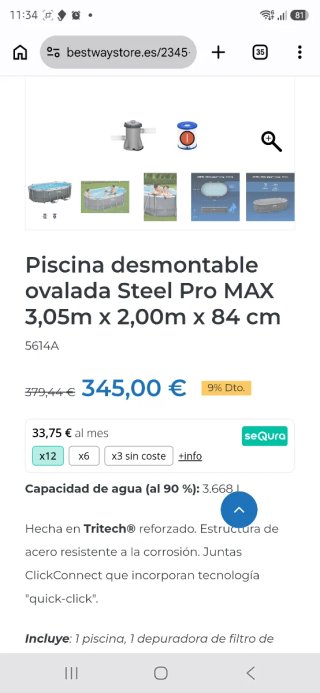 Piscina desmontable Bestway con depuradora dearena
