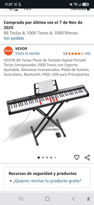 Piano digital con soporte y pedal / teclado piano